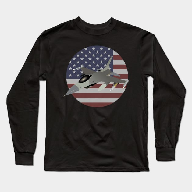 American F16 Jet Fighter Long Sleeve T-Shirt by NorseTech